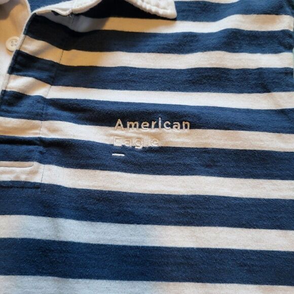 American Eagle Outfitters Standard Fit Long Sleeved Striped Polo Mens Size Large - Picture 2 of 7